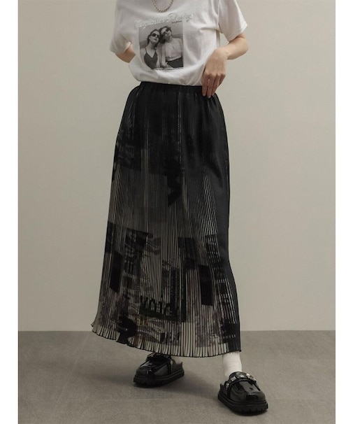 アコーディオンプリーツプリントスカート