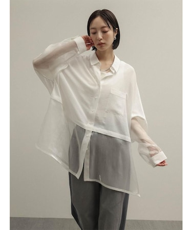 シアー切替ドルマンシャツ