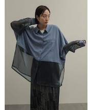 シアー切替ドルマンシャツ