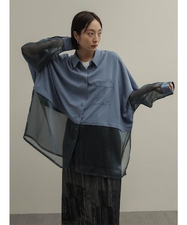 シアー切替ドルマンシャツ