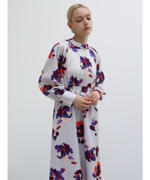 フラワーペイントフレアワンピース