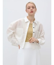 レギュラーカラークロップドシアーシャツ