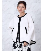 配色トリミングボンディングブルゾン