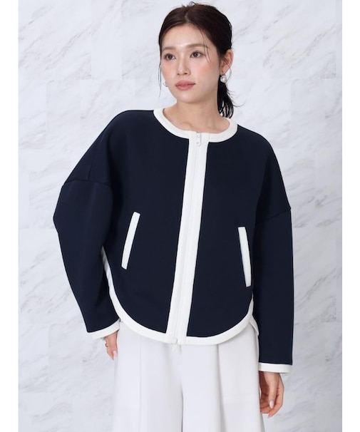 配色トリミングボンディングブルゾン