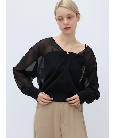 スキッパーシアーニットPO（Greige/Black）