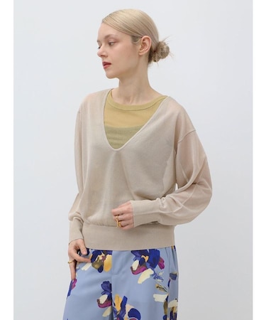 スキッパーシアーニットPO（Greige/Black）