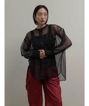 メッシュラメクルーネックシャツ