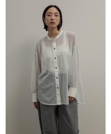 メッシュラメクルーネックシャツ