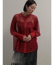 メッシュラメクルーネックシャツ