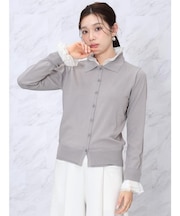 フリル付きポロ襟カーディガン（spring）