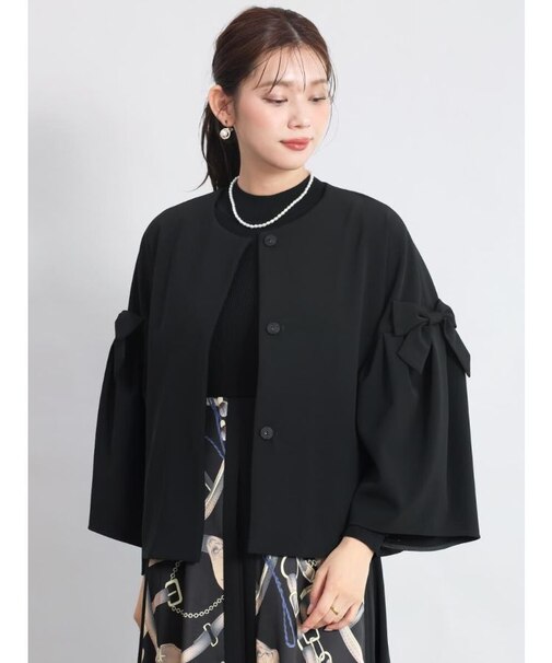 リボンアームノーカラージャケット