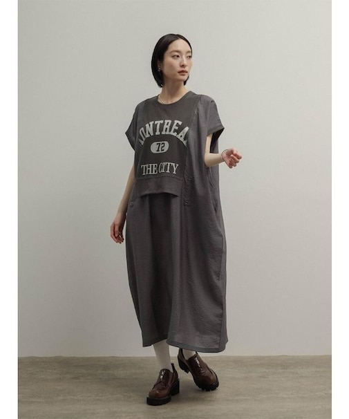 異素材ドッキングロゴ2wayワンピース