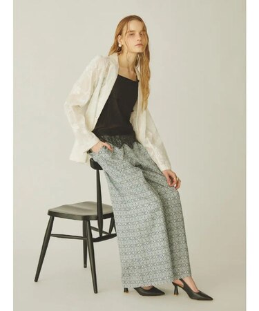 オリエンタル柄イージーワイドパンツ