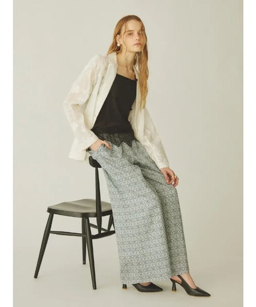 オリエンタル柄イージーワイドパンツ