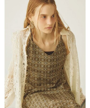 オリエンタル柄カットアウトキャミワンピース