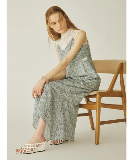 オリエンタル柄カットアウトキャミワンピース