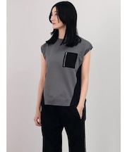 ジップポケットバイカラーニットプルオーバー