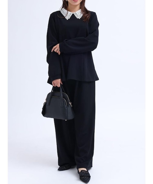 レースカラートップス＆パンツセットアップ