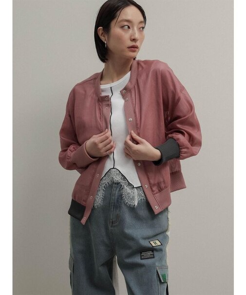 配色シアーカーディガン