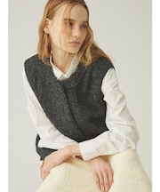 ノーカラーツイードジレ