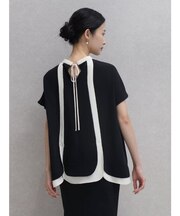 バックリボンバイカラーブラウス