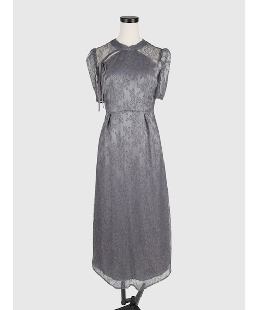 デコルテカット レースワンピース