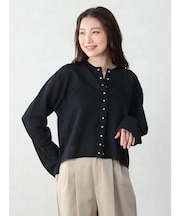 リネン混クルーネックカーディガン