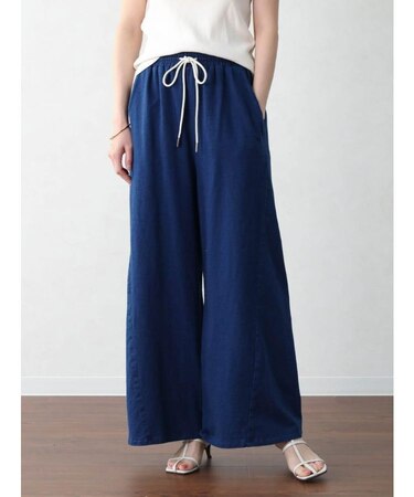 切り替えワイドデニムパンツ