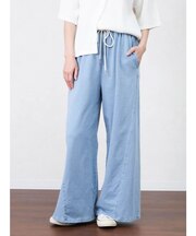 切り替えワイドデニムパンツ