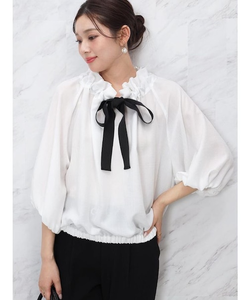 ギャザーカラーボリュームブラウス