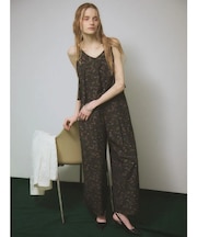 フラワープリントペプラムキャミオールインワン