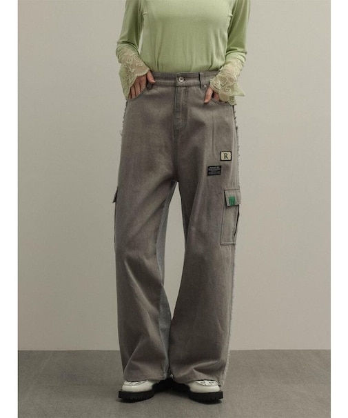 ワッペンデニムドッキングスウェットパンツ