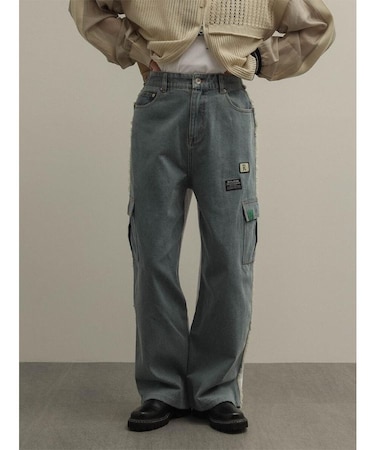 ワッペンデニムドッキングスウェットパンツ