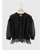 異素材チュールカーディガン