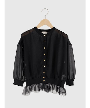 異素材チュールカーディガン