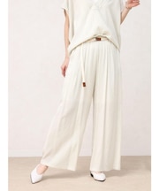 ベルト付きリラクシーワイドパンツ