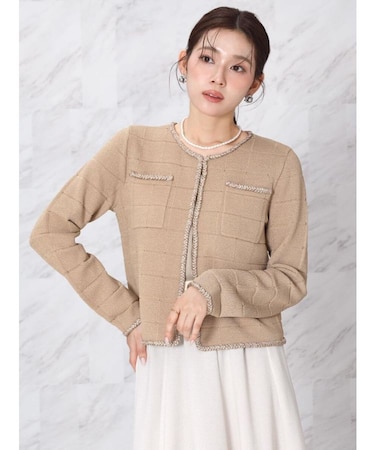 ブレードトリムラメニットカーディガン