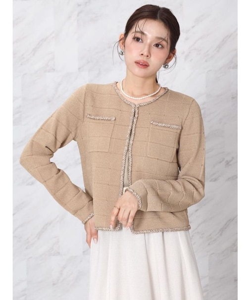 ブレードトリムラメニットカーディガン