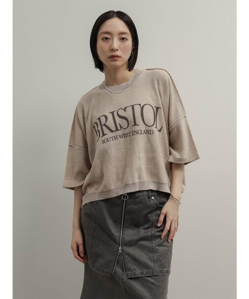 ケミカルウォッシュロゴニット