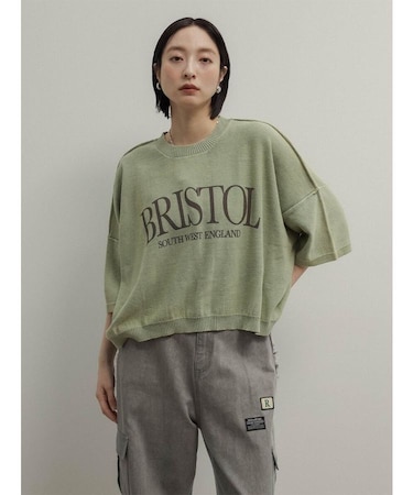 ケミカルウォッシュロゴニット