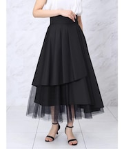 チュールレイヤードラップフレアスカート