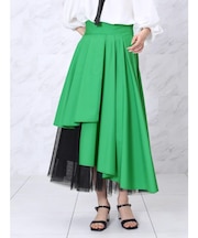 チュールレイヤードラップフレアスカート