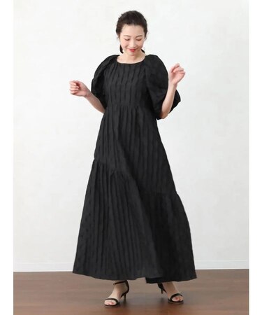 ふくれジャガードティアードワンピース