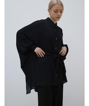 ウエストリボンドレープシアーシャツ