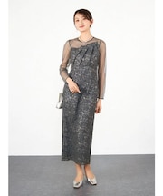 スパンコール刺繍レースドレス