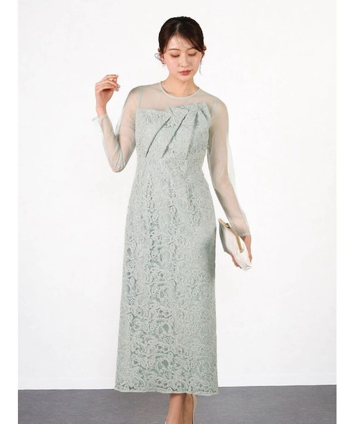 スパンコール刺繍レースドレス