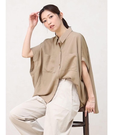 ドッキングデザインテンセルシャツ