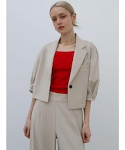 シャンブレーストライプテーラードショートジャケット