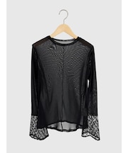 レースフレアスリーブシアートップス