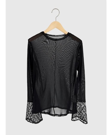 レースフレアスリーブシアートップス